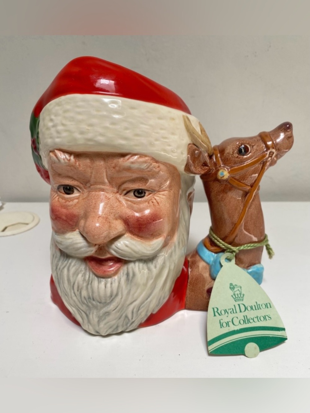 Royal Doulton Character Toby Jug, Santa Claus Reindeer Handle Large D6675 NWT